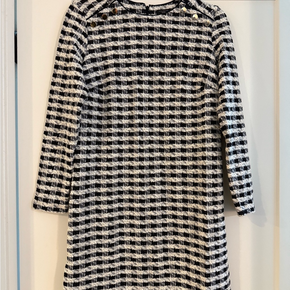 Ann Taylor Black and White Textured Dress